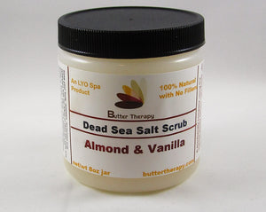 Dead Sea Salt Scrub Almond & Vanilla 8oz Jar - Buttertherapy.com