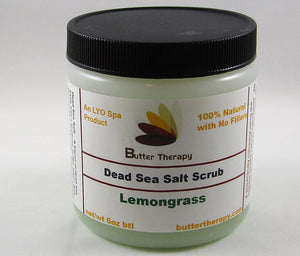 Dead Sea Salt Scrub Lemongrass 8oz Jar - Buttertherapy.com
