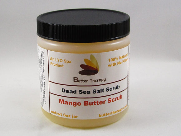 Dead Sea Salt Scrub Mango 8oz Jar - Buttertherapy.com