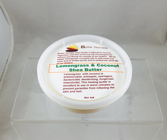 Lemongrass & Coconut Shea Butter Blend 8oz Tub - Buttertherapy.com