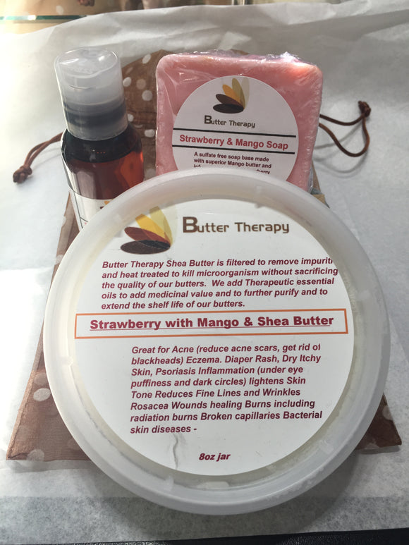 Strawberry Mango Butter Soap Set w/ Essential Oil 2oz Btl - Buttertherapy.com